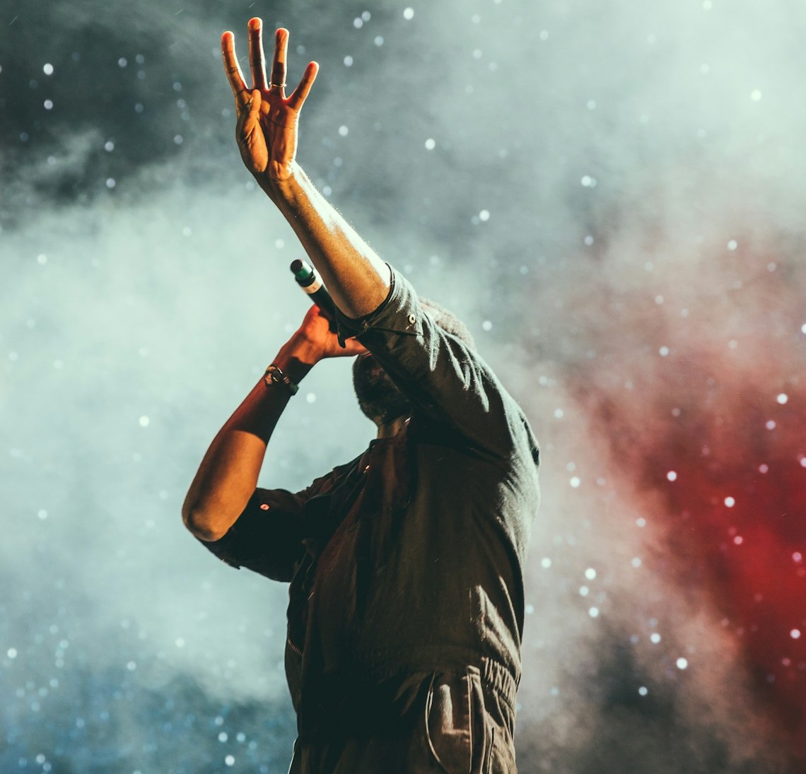 Person listening to music with headphones